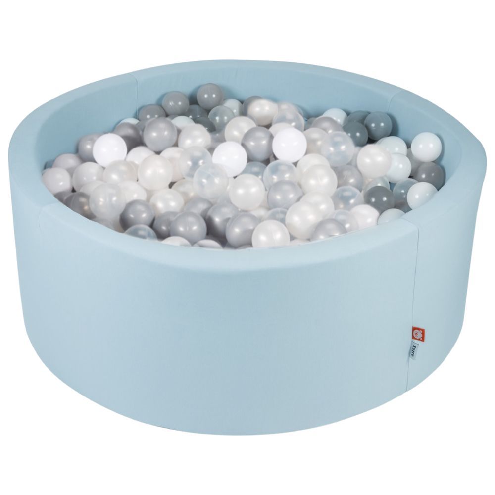 Ezzro - Round Ball Pit 120x50 w/ 200 Balls (Silver, White, Transparent) - Pale Blue