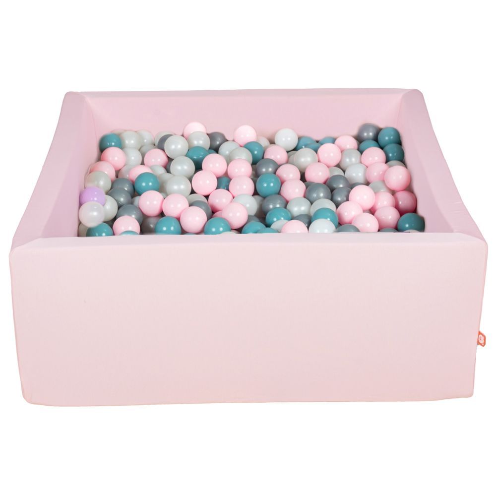 Ezzro - Square Ball Pit 100x100x40 w/ 600 Balls (Aquamarine, Baby Pink, Silver, Pearl) - Light Pink