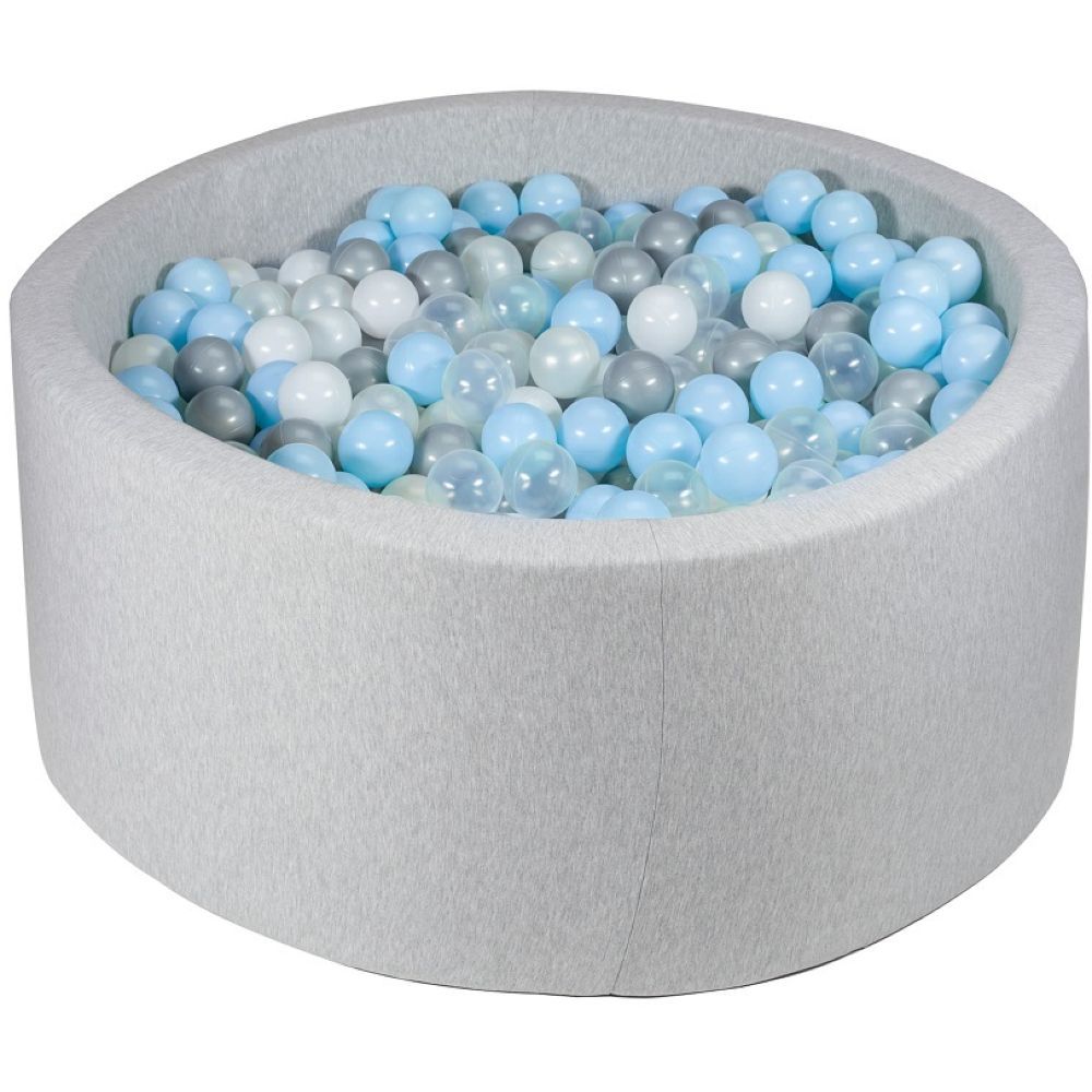 Ezzro - Round Ball Pit 100 x 40cm W/200 Balls(Baby Blue, Silver, White)