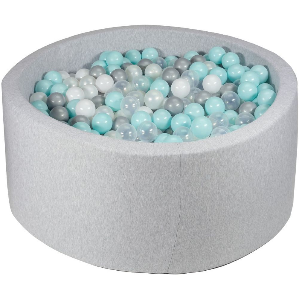 Ezzro - Round Ball Pit 100 x 40cm W/200 Balls(Light Turquoise, Light Grey, White)