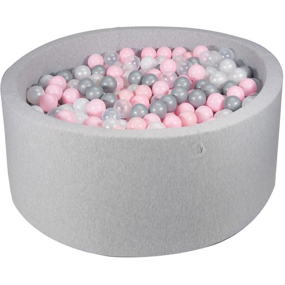 Ezzro - Round Ball Pit 100 x 40cm W/400 Balls(Baby Pink, Light Grey, Pearl)