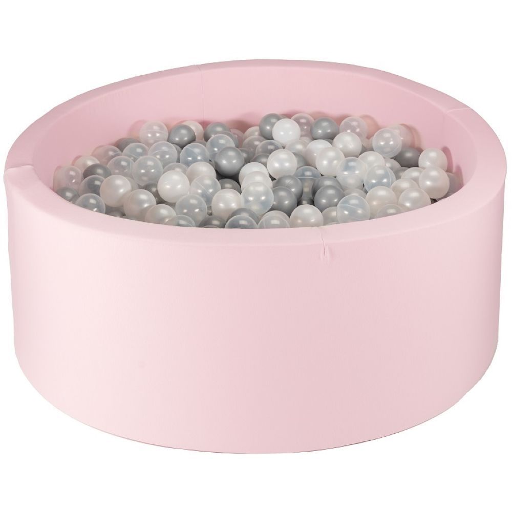 Ezzro - Round Ball Pit 120 x 50cm W/200 Balls(Light Grey, Pearl, White)