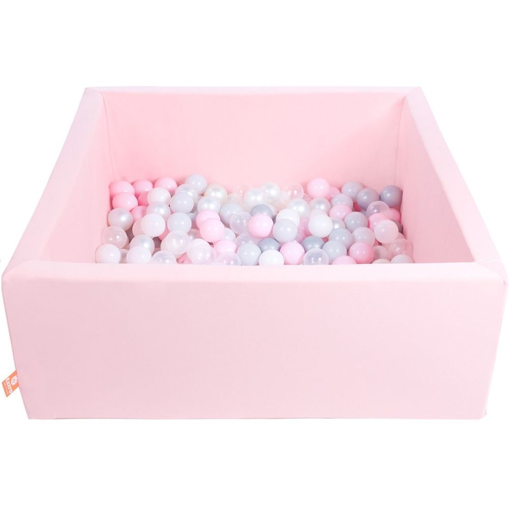 Ezzro - Square Ball Pit 100 x 100 x 40cm W/400 Balls(White, Baby Pink, Light Grey, Pearl)