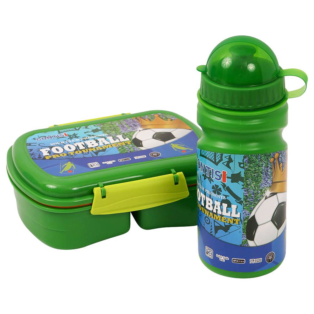 Eazy Kids - Football Print Lunch Box w/ Bottle - Green