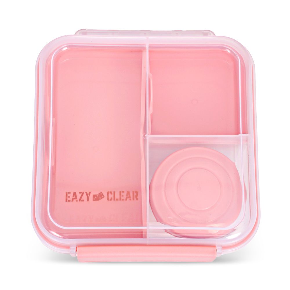 Eazy Kids - 5 Compartment Convertible Bento Lunch Box With Gravy Bowl - Pink