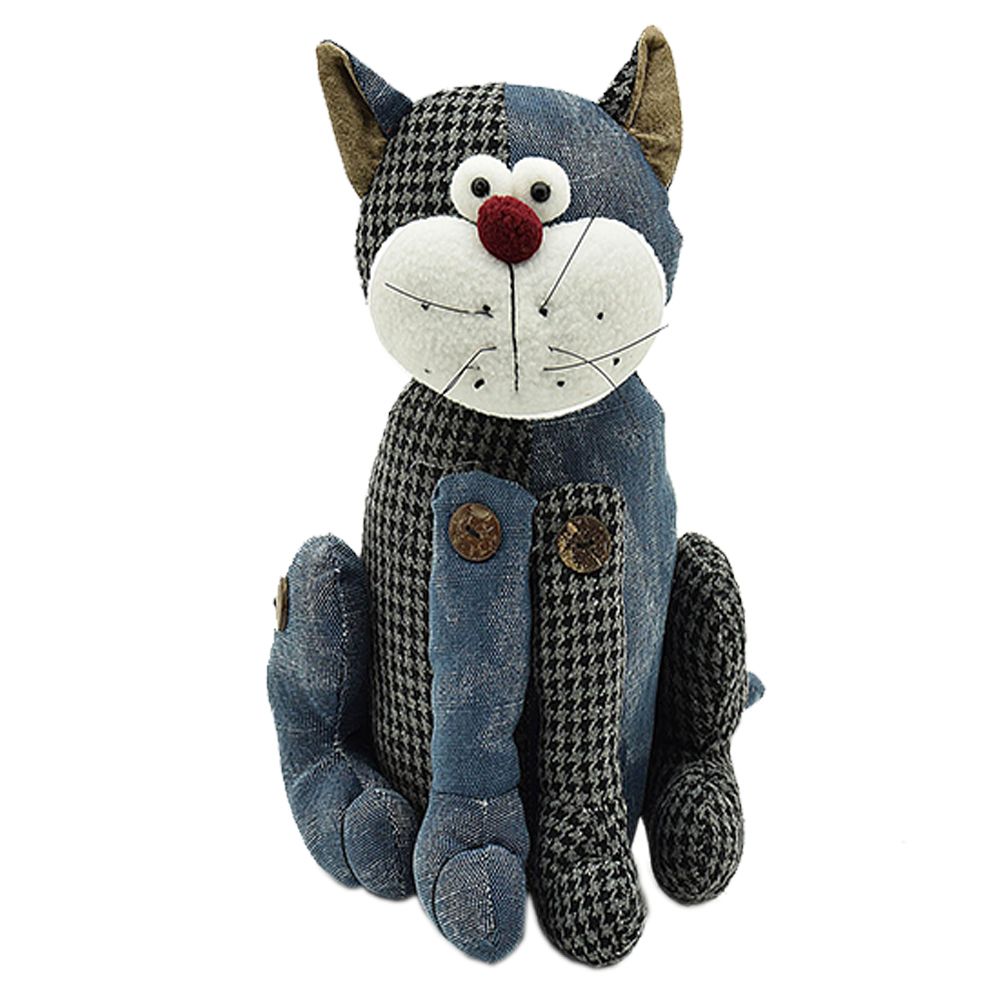 eBarza - Handmade Cute Cat Doll Door Stopper - Blue & Black