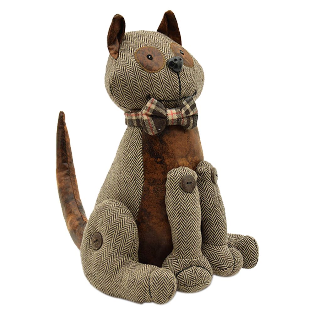 eBarza - Handmade Cute Cat Doll Door Stopper - Brown