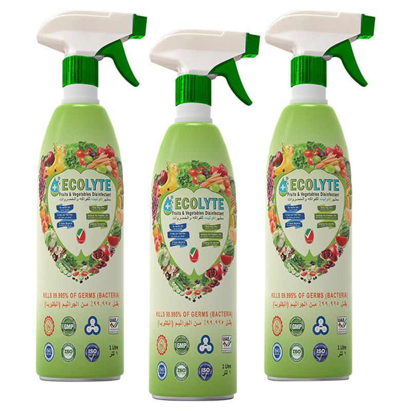 Ecolyte+ - Fruits & Vegetables Disinfectant 100% Natural - 1L - 3pc