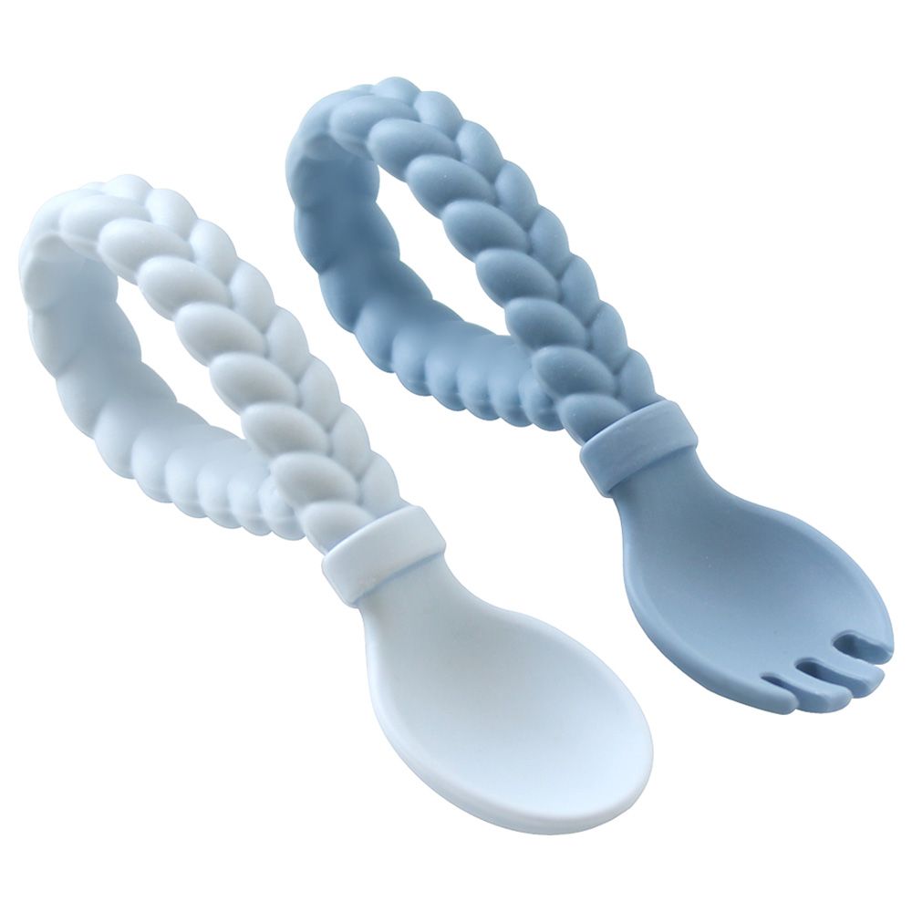 Itzy Ritzy - Sweetie Looped Spoon And Fork Set - Blue