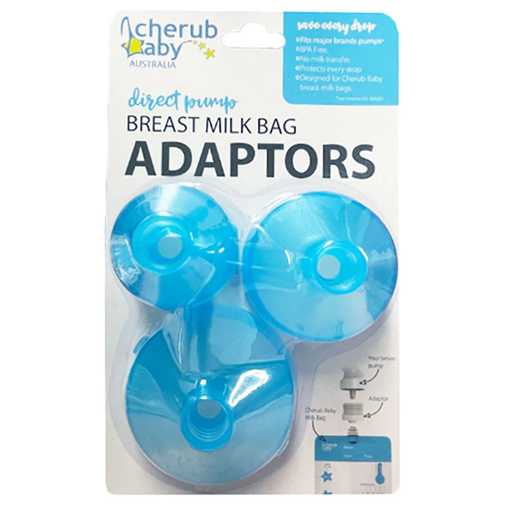 Cherub Baby - Breast Milk Bag Adaptors - Blue