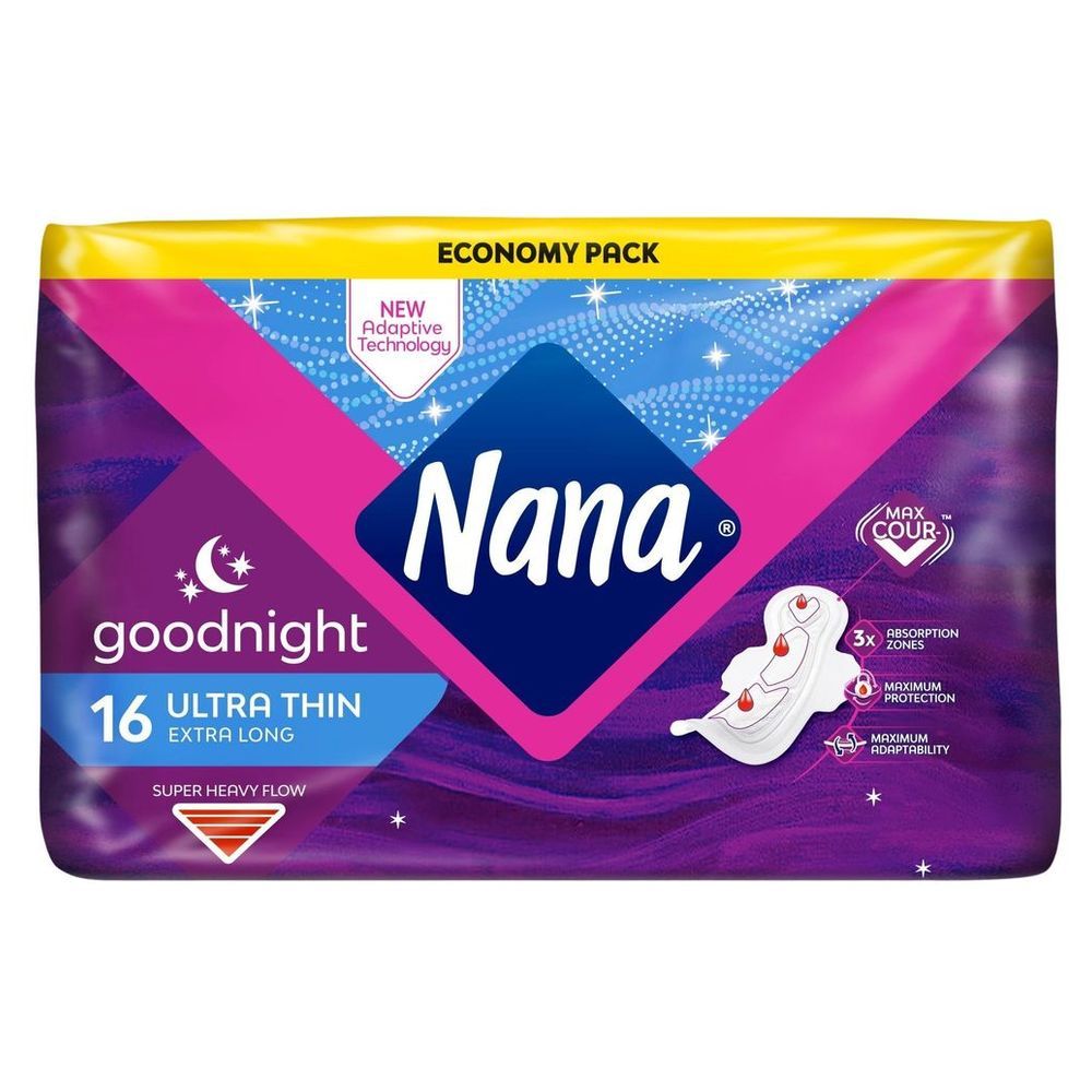 Nana - Ultra Goodnight Sanitary Pads With Wings, 16 Count