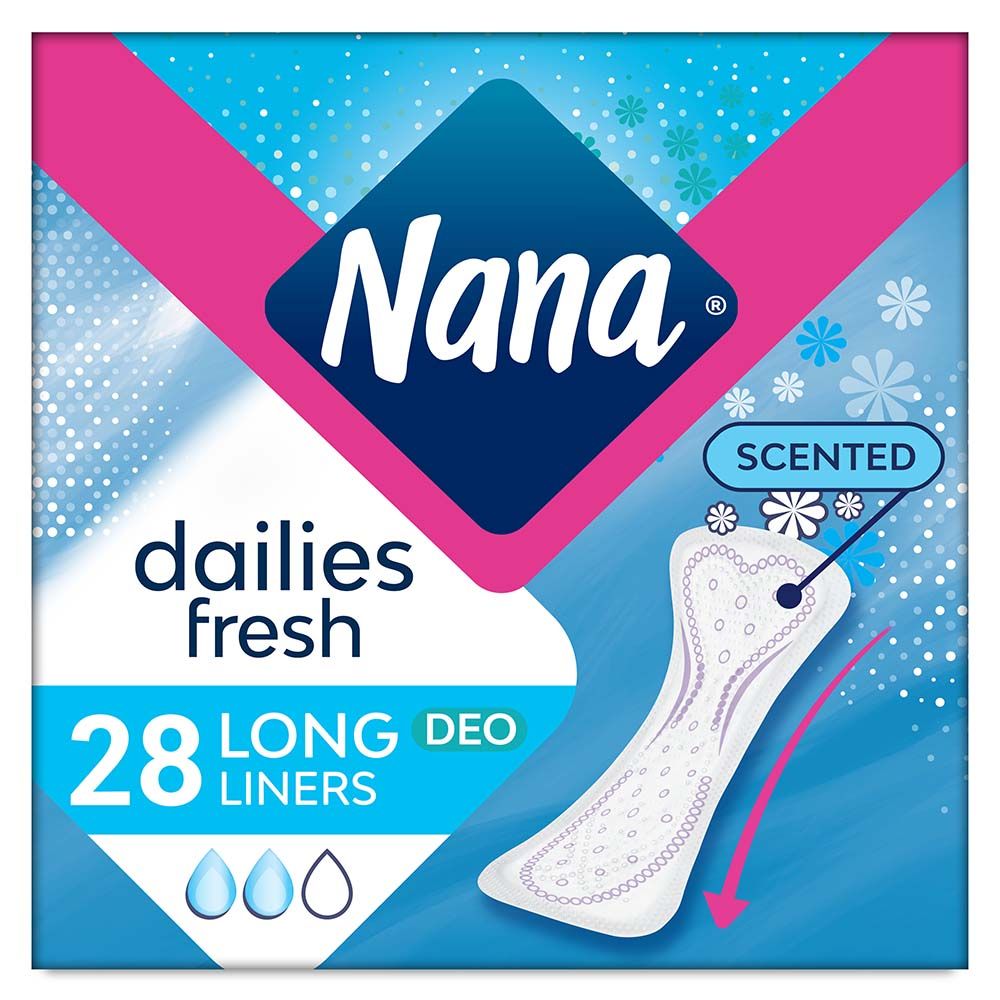 Nana - Panty Liners, Long, Scented, Pack of 28