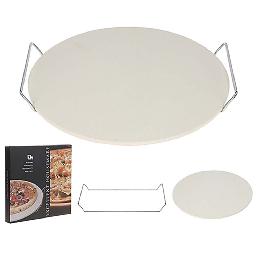 Excellent Houseware - Pizza Baking Stone W/ Holder