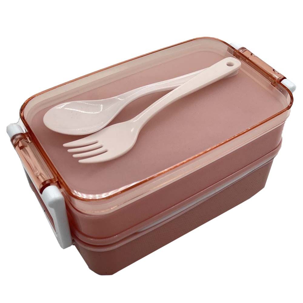 Excellent Houseware - Lunch Box W/ Spoon and Fork - Pink