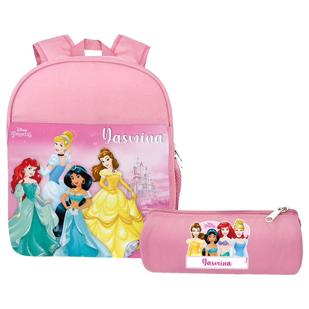 Essmak - Disney 4 Princesses Backpack & Pencil Case - 12-Inch - Pink