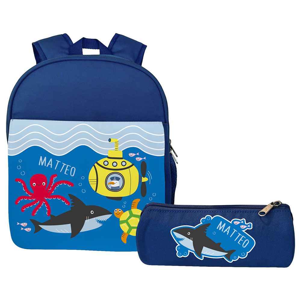 Essmak - Under The Sea Backpack & Pencil Case - 12-Inch - Blue