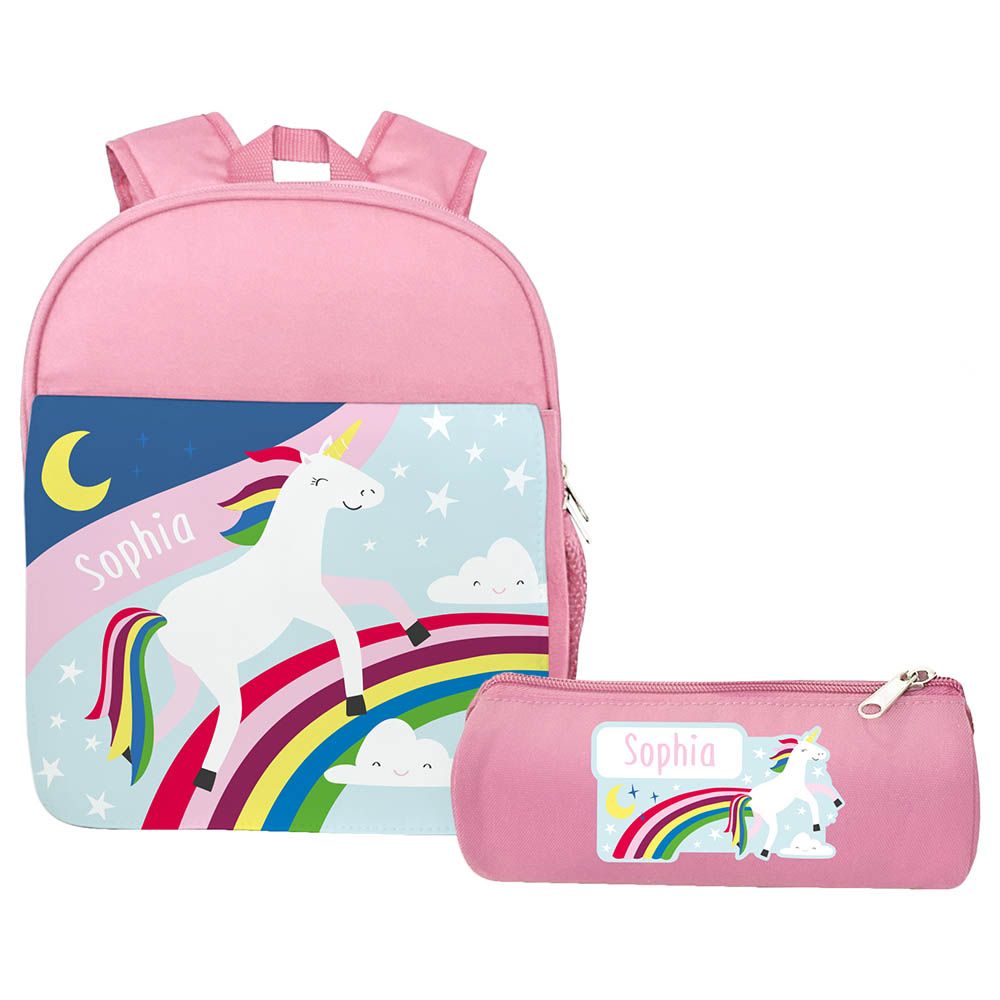 Essmak - Unicorns Are Real Backpack & Pencil Case - 12-Inch - Pink