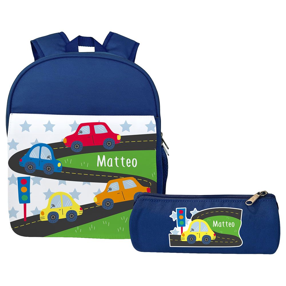 Essmak - Beep Beep Backpack & Pencil Case - 12-Inch - Blue