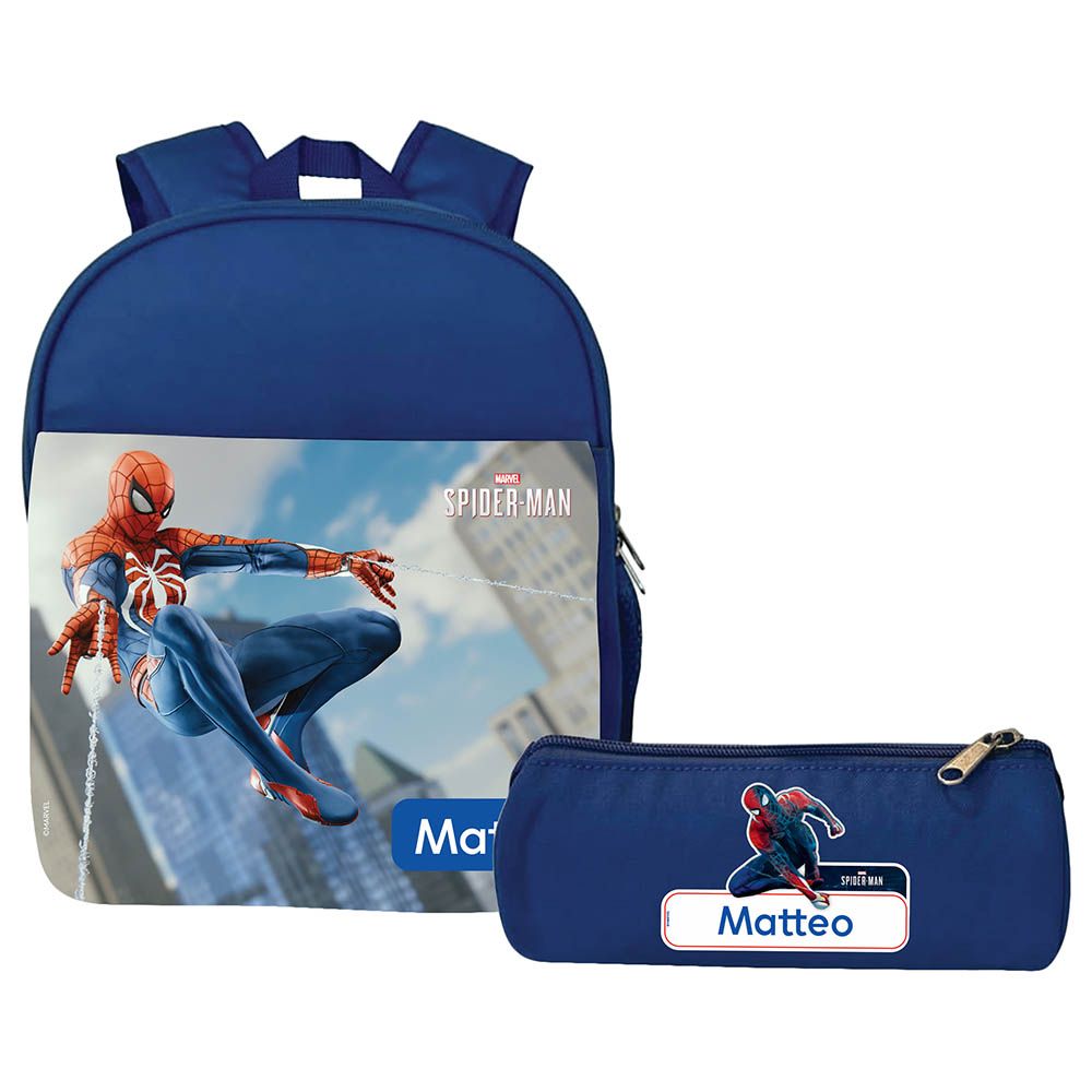 Essmak - Marvel Spiderman 2 Backpack & Pencil Case - 12-Inch - Blue