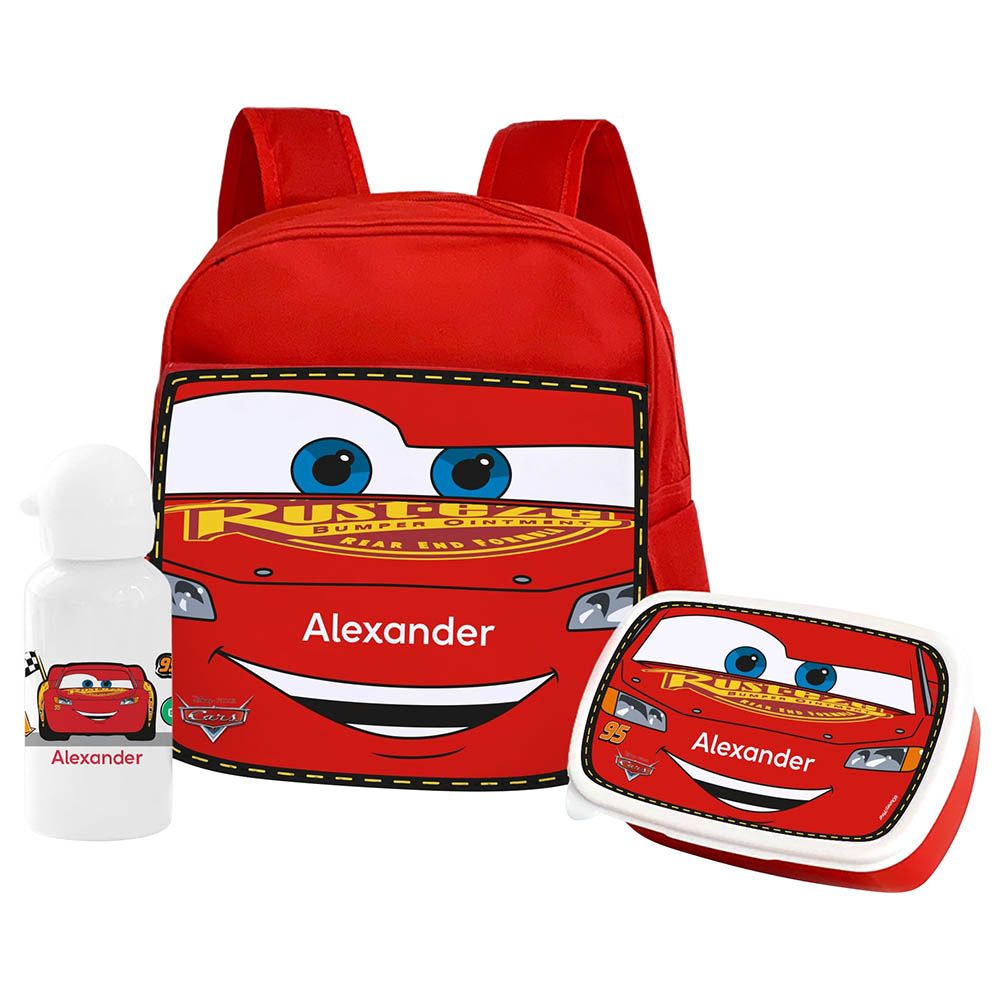 Essmak - Disney Cars Backpack Set 3pcs - Red - 12-Inch