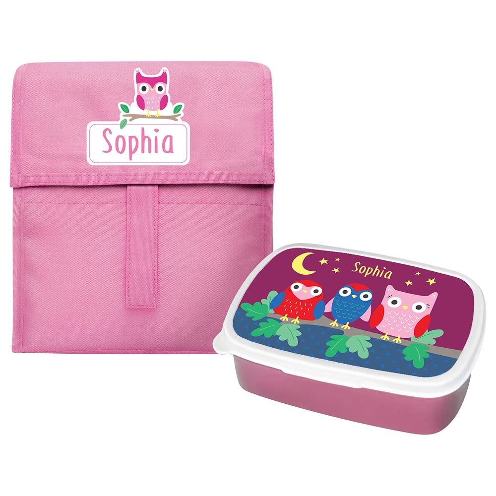 Essmak - Nocturnal Hoots Foldable Lunch Set - Pink