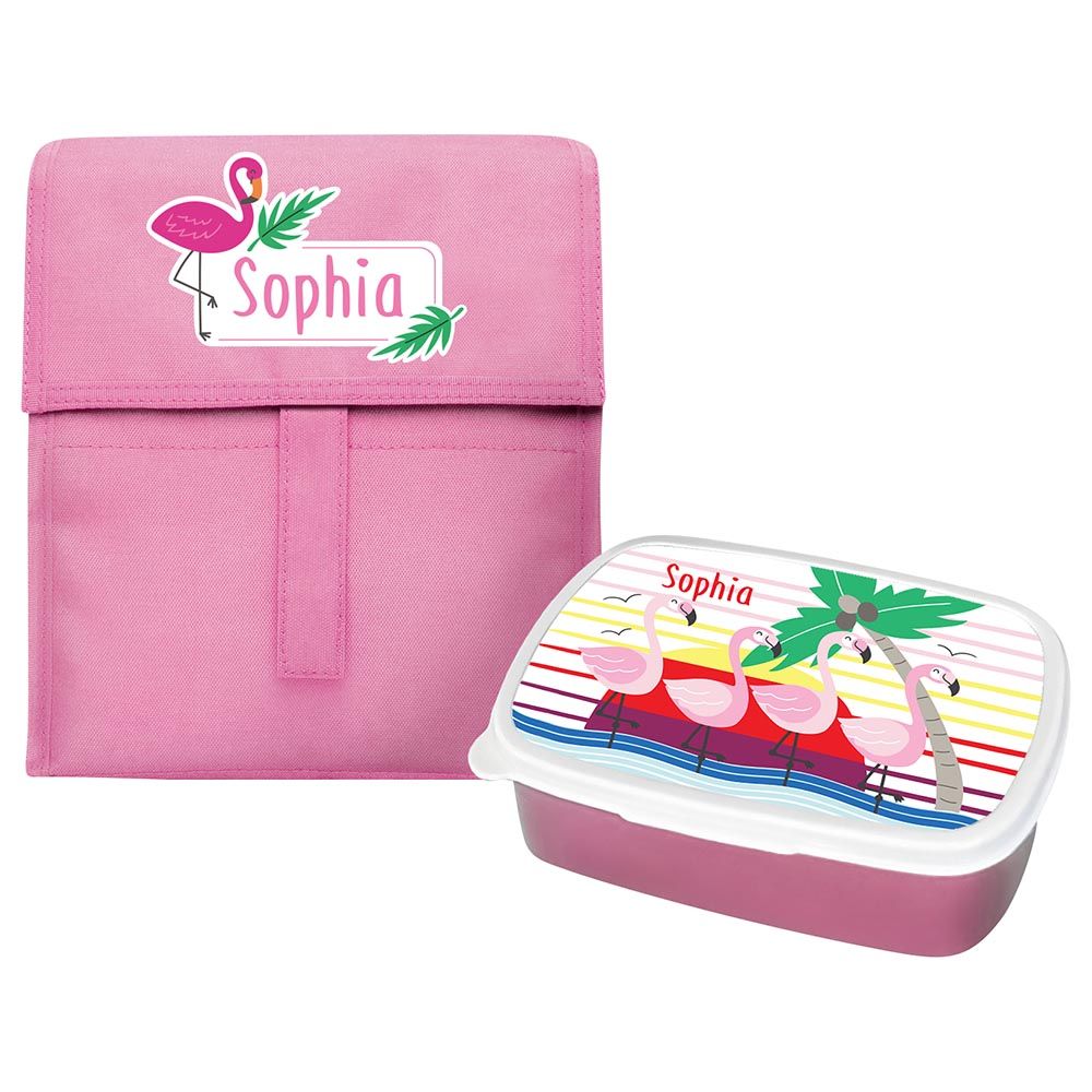 Essmak - Flamingo Fun Foldable Lunch Set - Pink