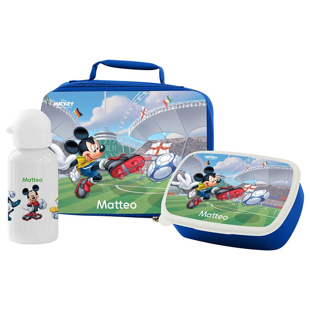 Essmak - Disney Mickey Lunch Box w/ Bag & Water Bottle - Blue