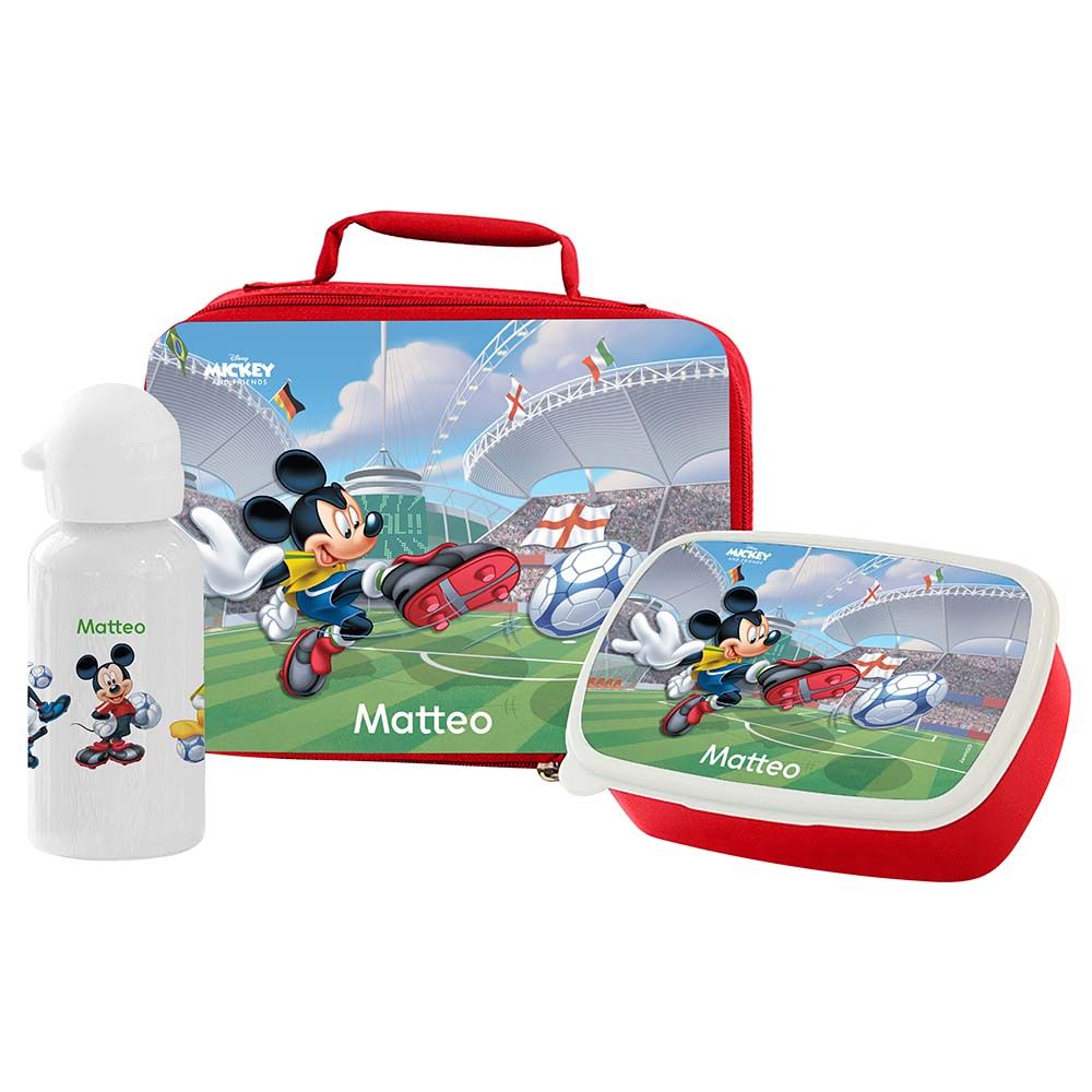 Essmak - Disney Mickey Lunch Box w/ Bag & Water Bottle - Red