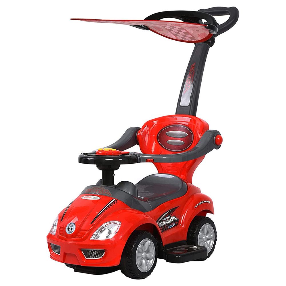 Factual Toys - Megacar Canopy Kids 3-in-1 Push Car - Red