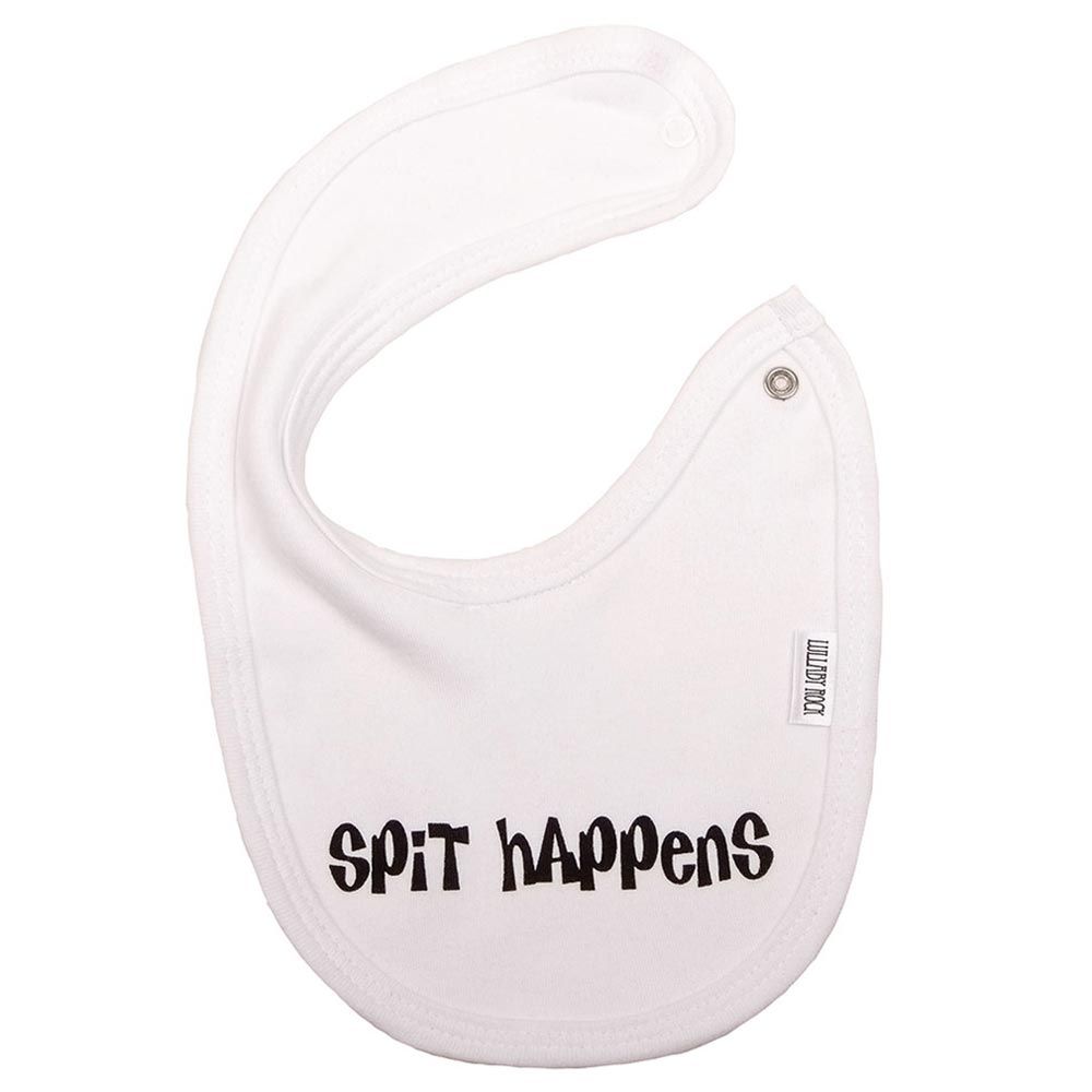 Lullaby Rock - Spit Happens Bib - White