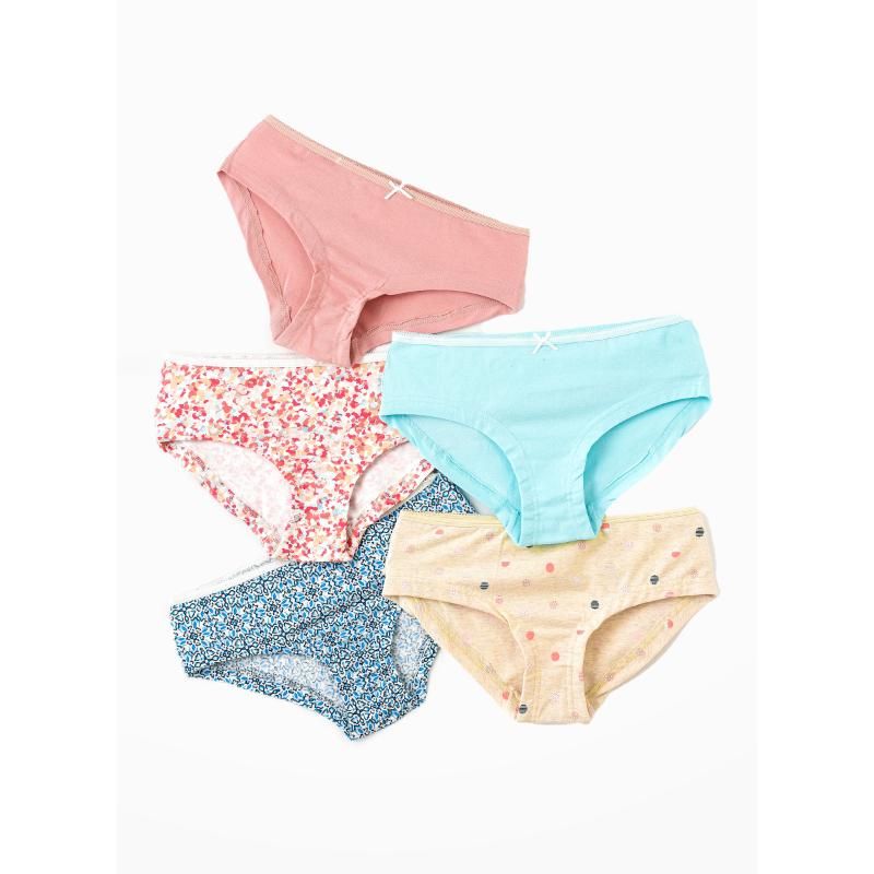 Jelliene - 5pc-Set - Girl's Soft Cotton Briefs - Blue/Pink