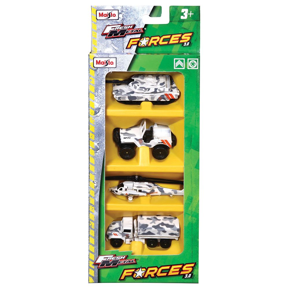 Maisto - Forces 3" - Set of 4 White Camo