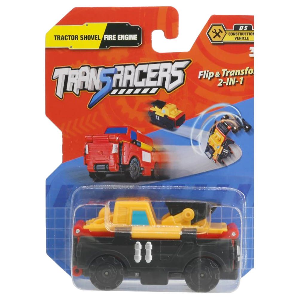 Transracers - 2-In-1 Cons Vehicle - Tractor Shovel & Fire Engine