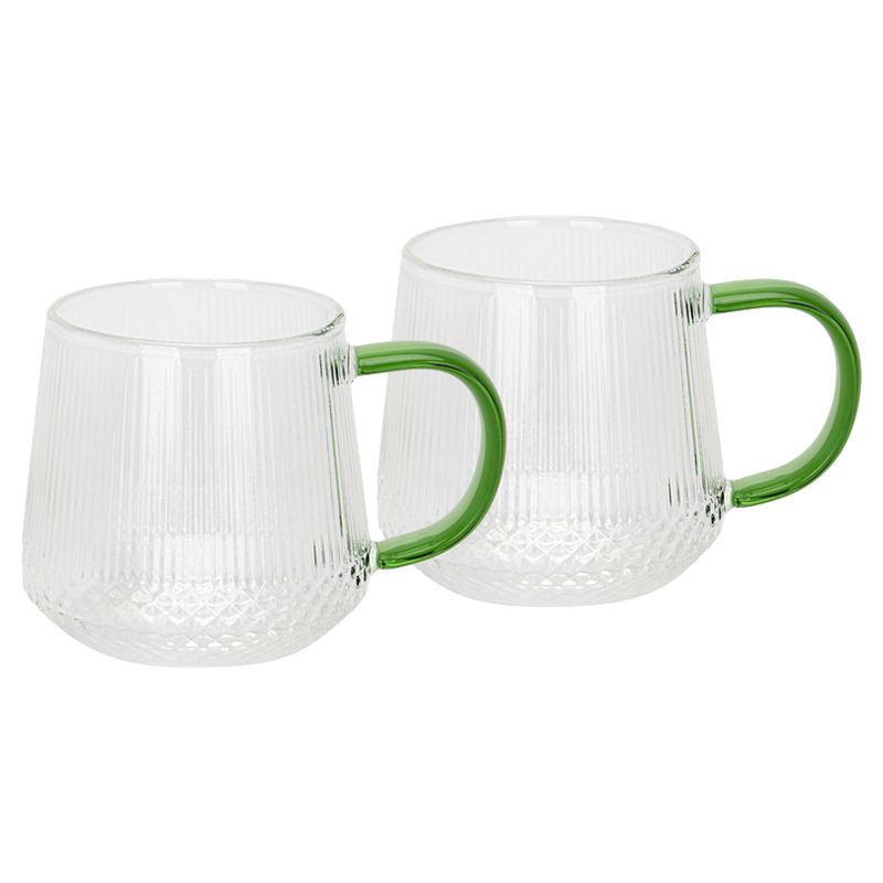 Fissman - Heat Resistant Glass Mugs - 2pcs - 320ml - Clear