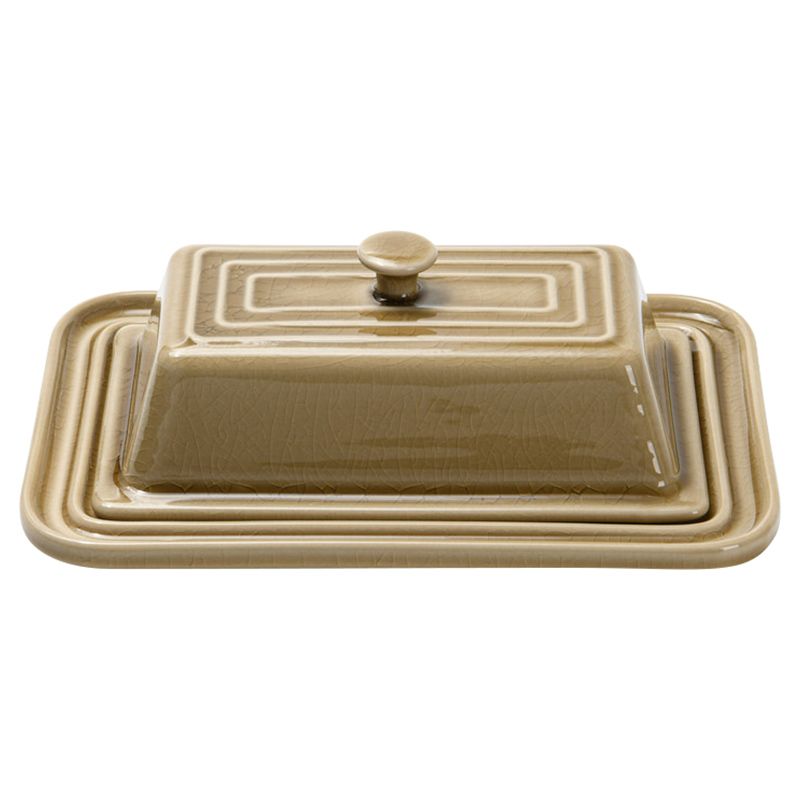 Fissman - Ceramic Butter Dish Crackle - 21.7x7.8x14.5cm - Beige