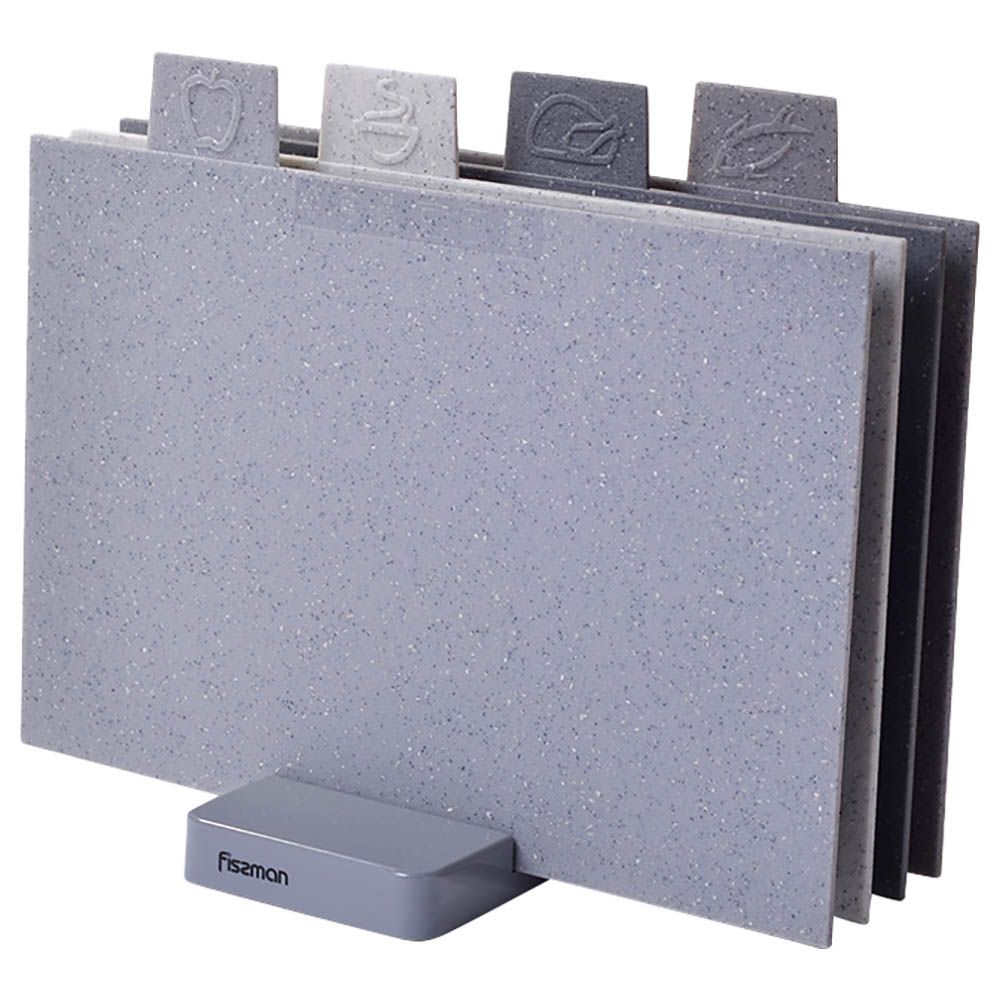 Fissman - Plastic Index Chopping Board - 29x22.5cm - 4Pc-Set - Grey