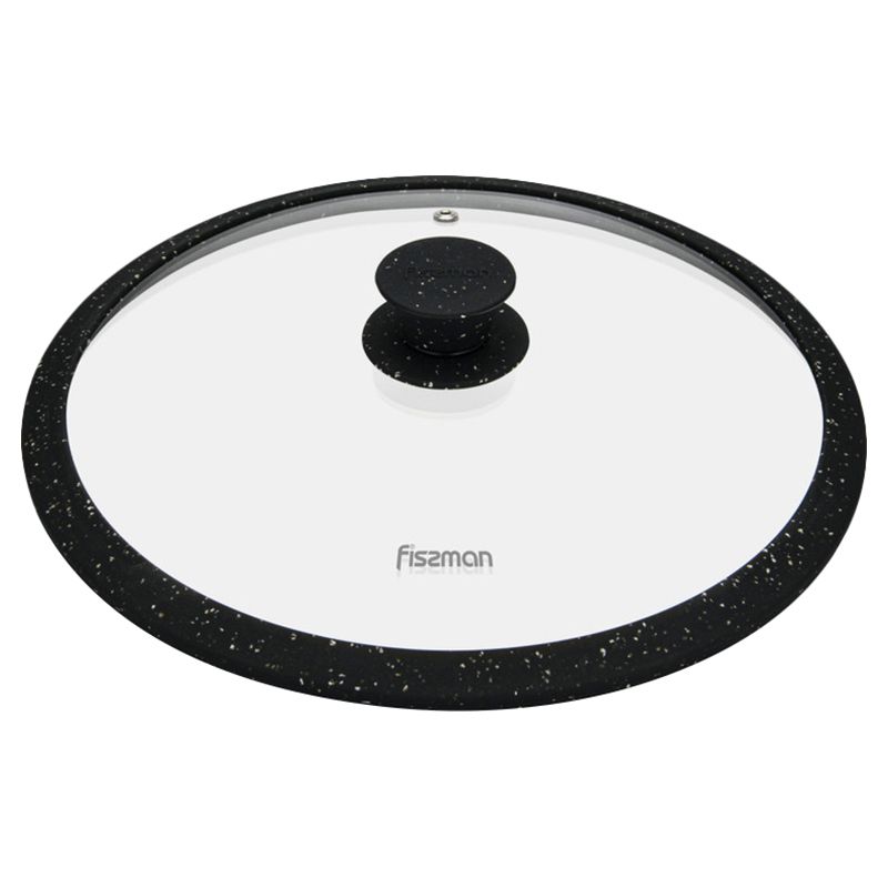 Fissman - Glass Lid Arcades w/ Marble Silicone Rim - 28cm - Black