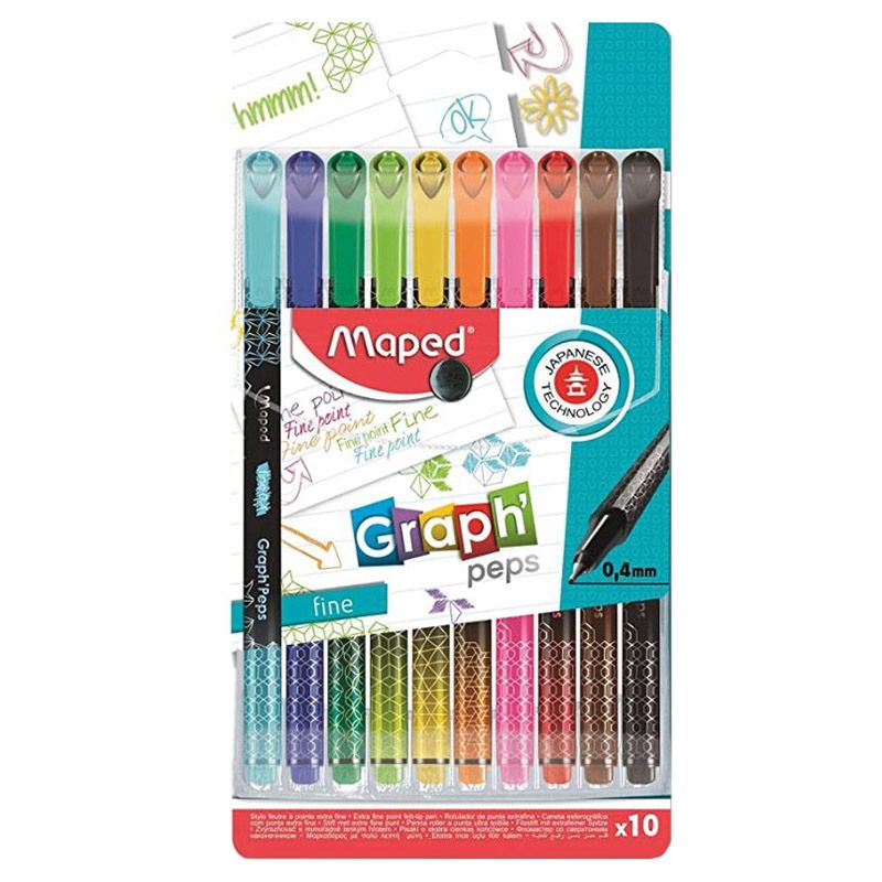 Maped - Graph'Peps Fine Point 0.4mm Pen - Pack of 10