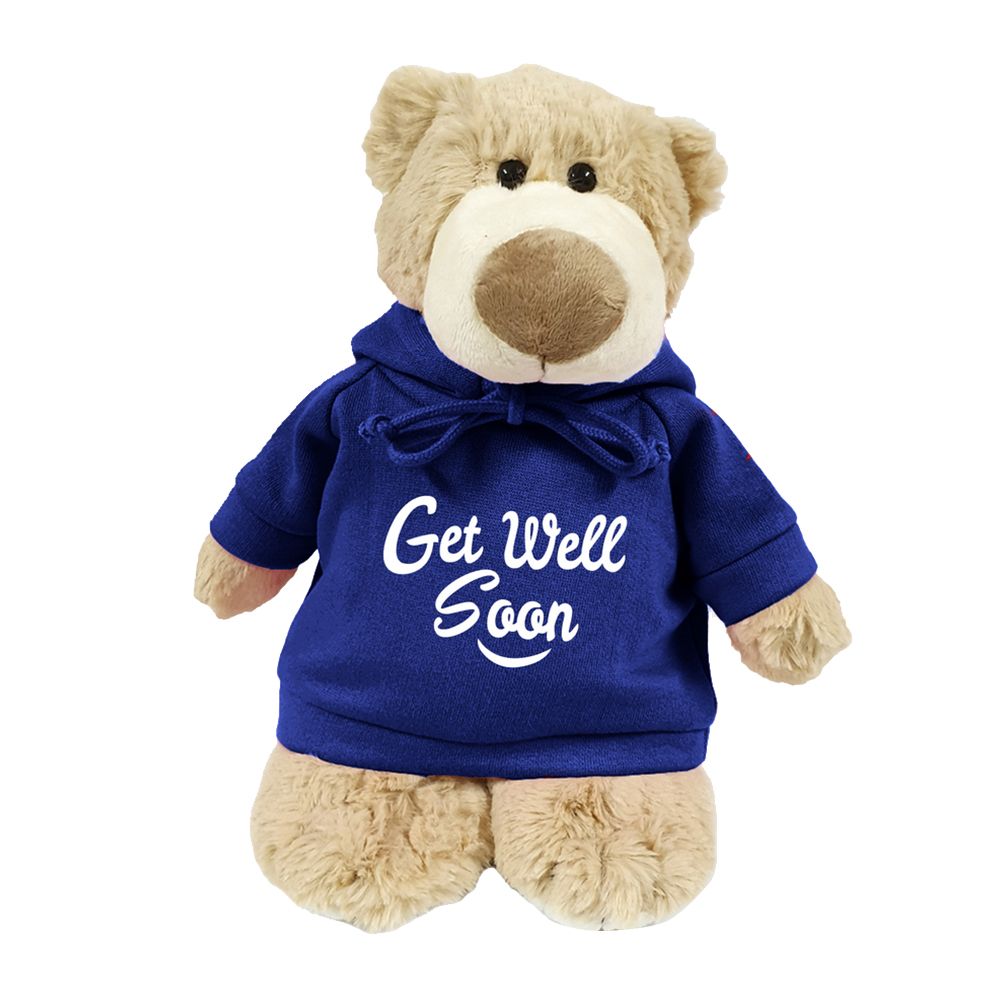 Fay Lawson - Supersoft, Cuddly Mascot Bear With Trendy Blue Hoodie Get Well Soon