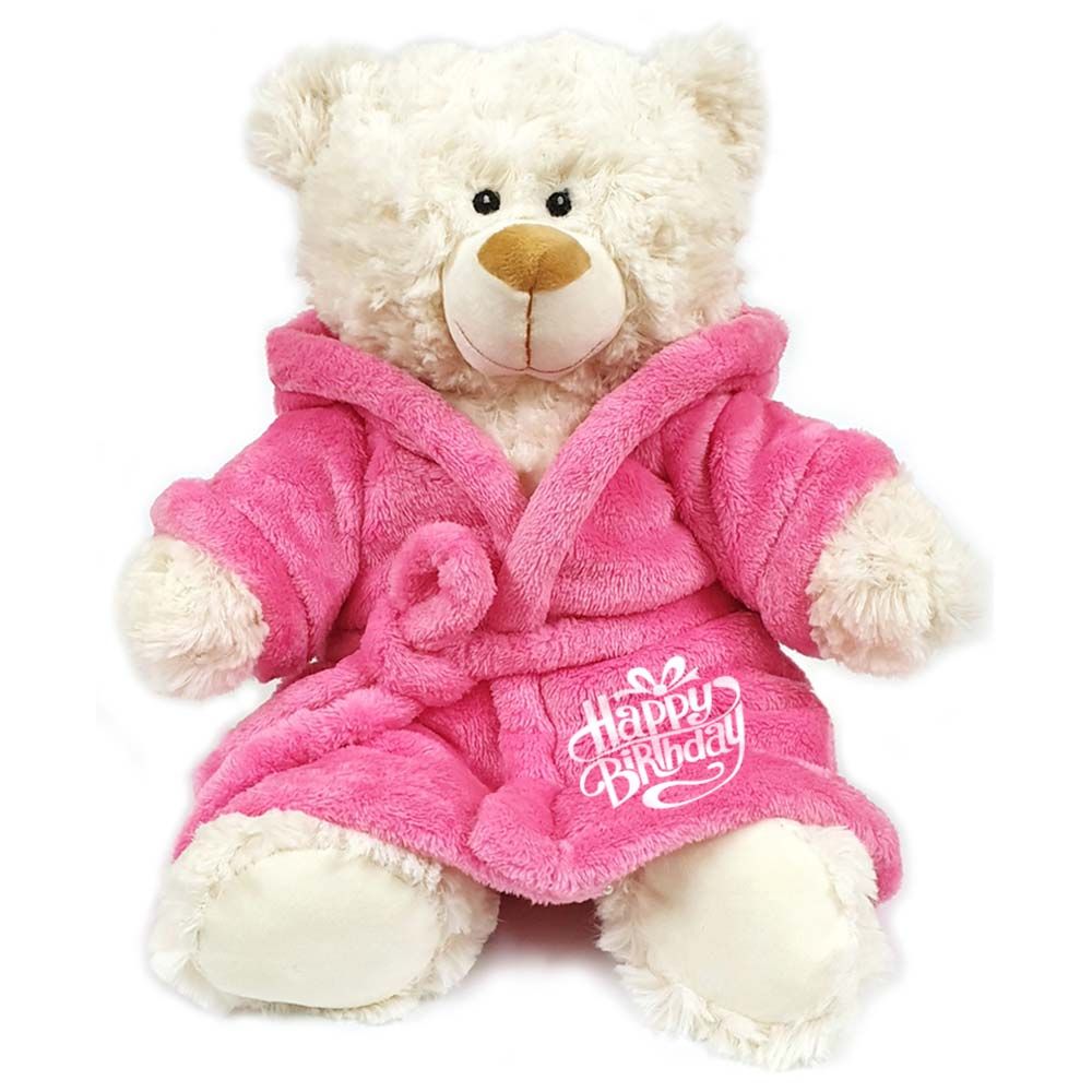 Fay Lawson - Teddy w/ Pink Bathrobe w/ Happy Birthday - Pink