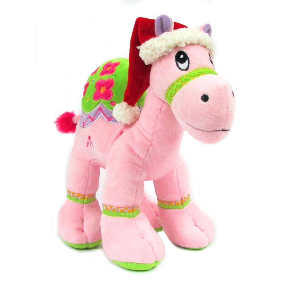 Fay Lawson - Camel Plush With Santa Hat - 18cm - Pink