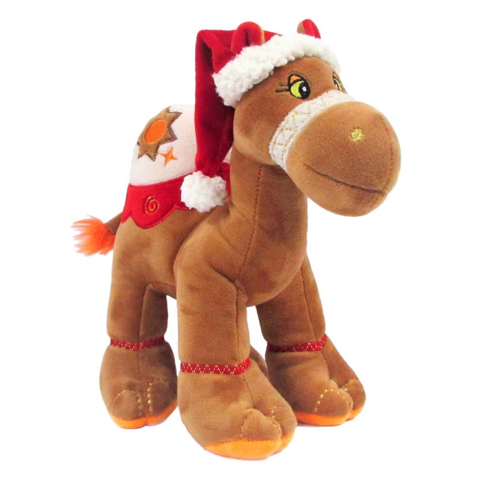 Fay Lawson - Camel Plush With Santa Hat - 18cm - Brown