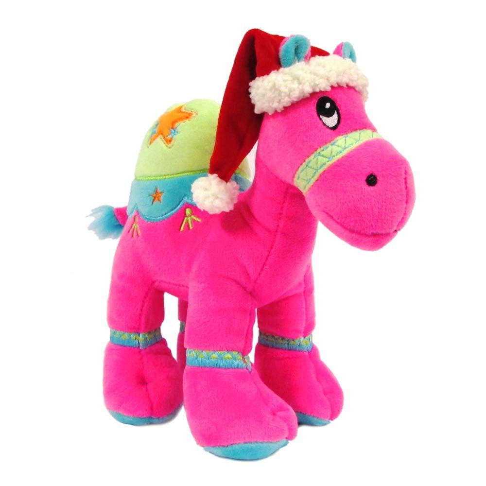 Fay Lawson - Camel Plush With Santa Hat - 18cm - Dark Pink