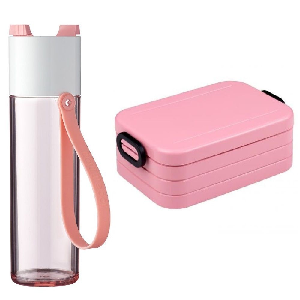 Mepal - Waterbottle Just Water 500ml + Lunchbox Take A Break Midi - Nordic Pink