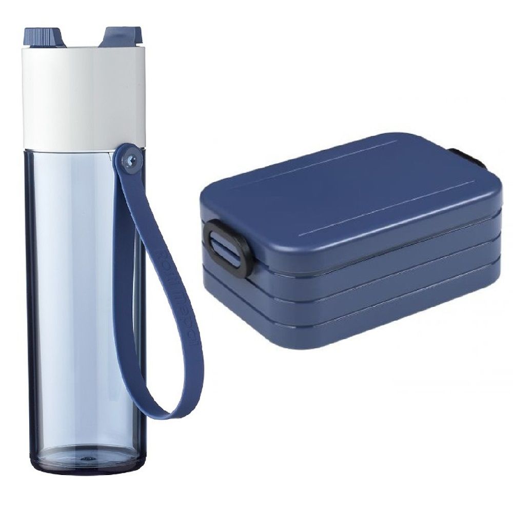 Rosti Mepal - Waterbottle Just Water 500ml + Lunchbox Take A Break Midi - Nordic Denim