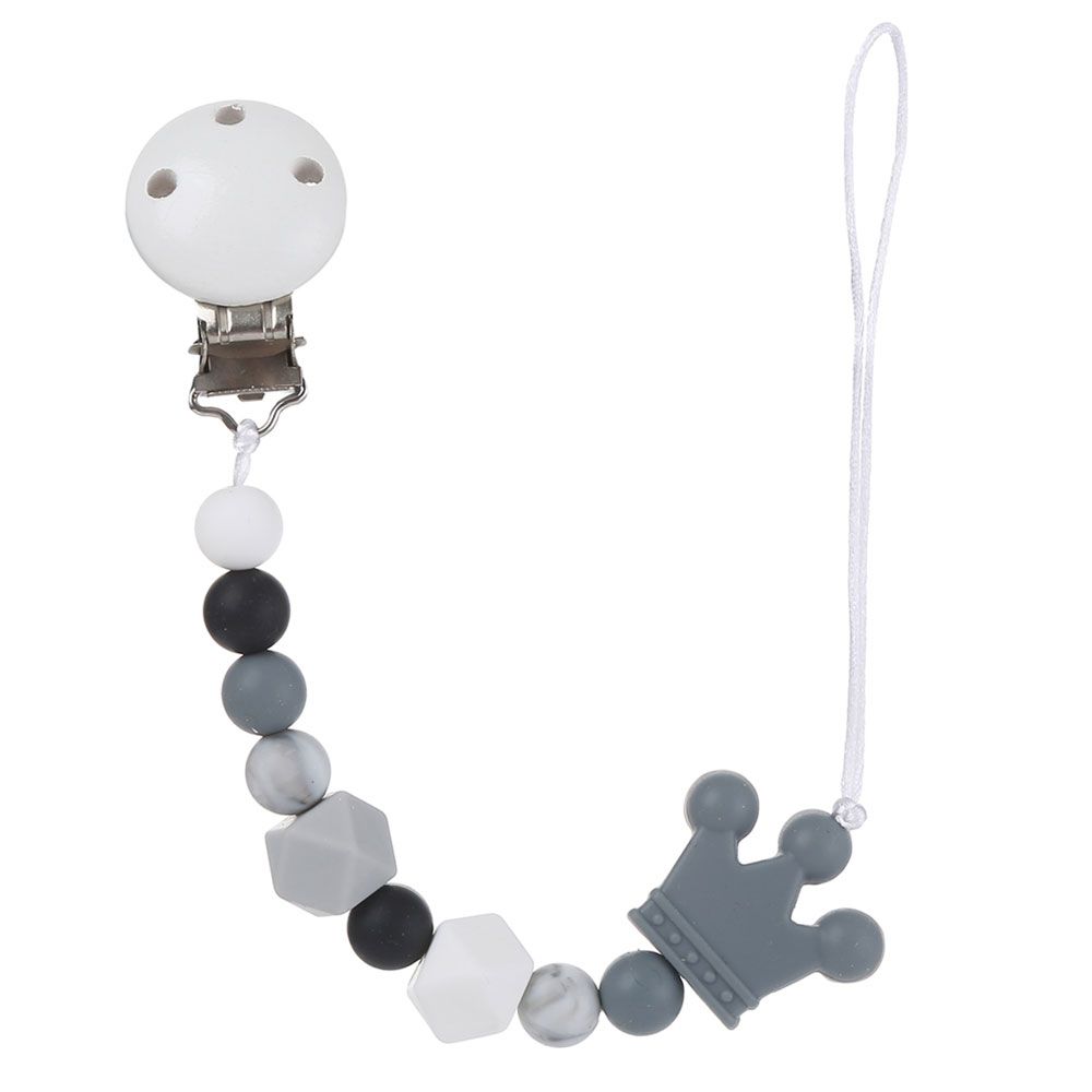 Factory Price - Sanya Multicolor Pacifier Clip White & Grey