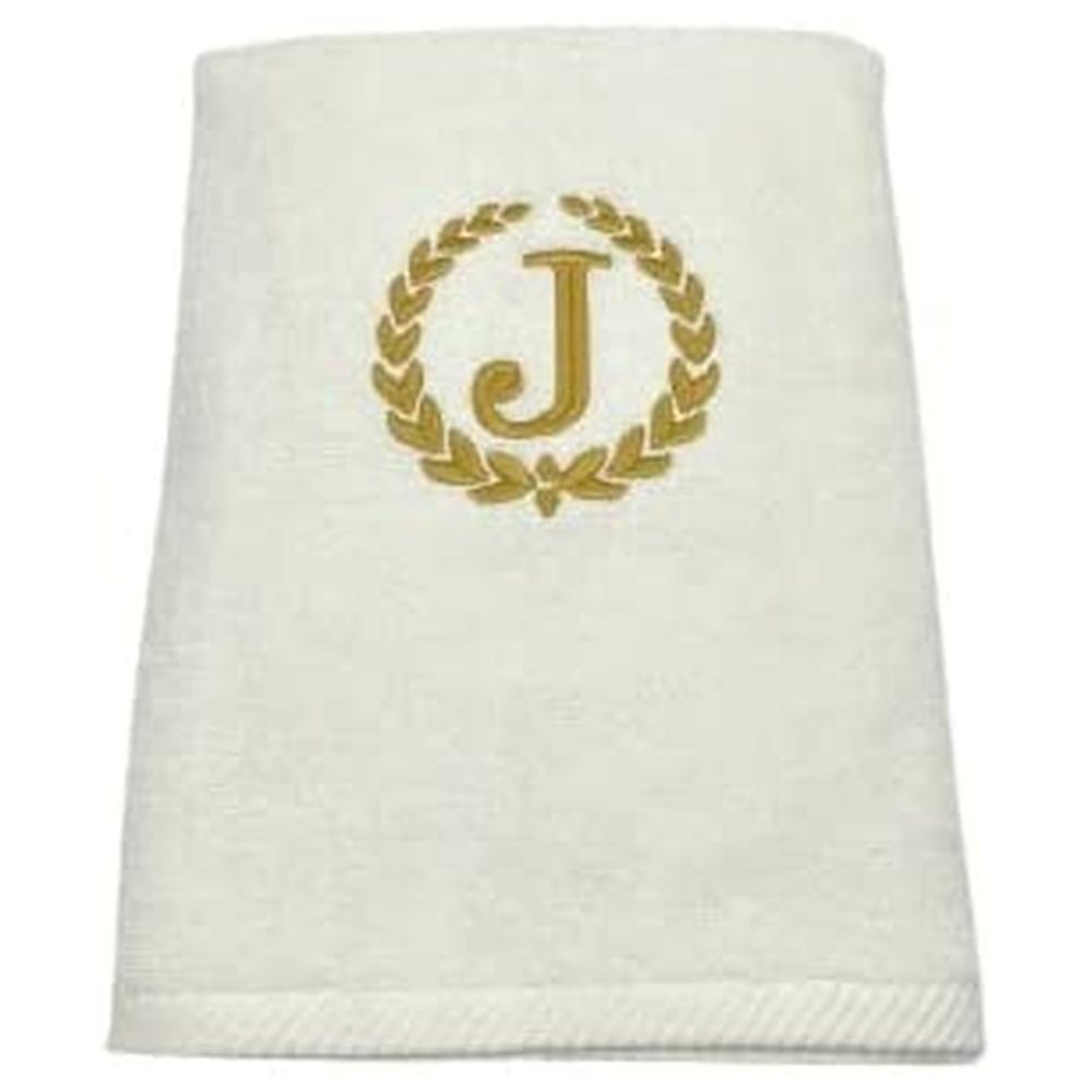 BYFT - Embroidered "J" Monogrammed Bath Towel - White