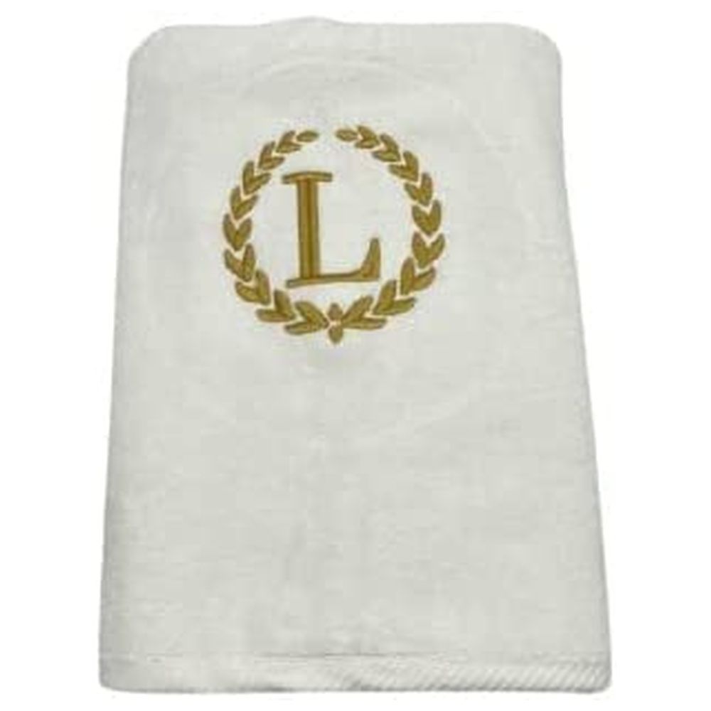 BYFT - Embroidered "L" Monogrammed Bath Towel - White