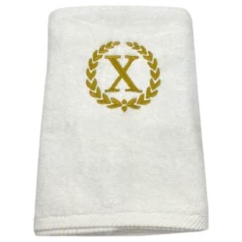 BYFT - Embroidered "X" Monogrammed Bath Towel - White