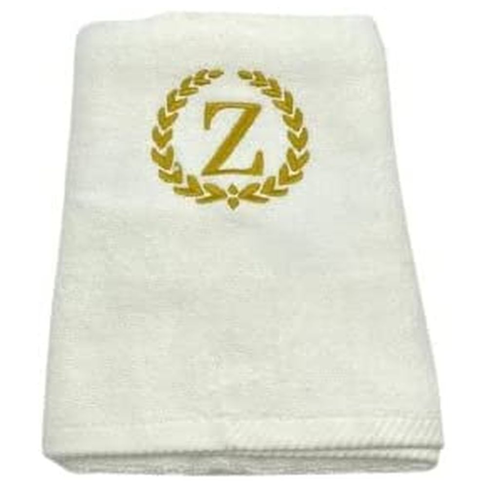 BYFT - Embroidered "Z" Monogrammed Bath Towel - White